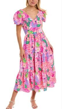 Lilly Pulitzer Plus Grace Tiered Midi Dress Best Of Friends Size 14 NWT